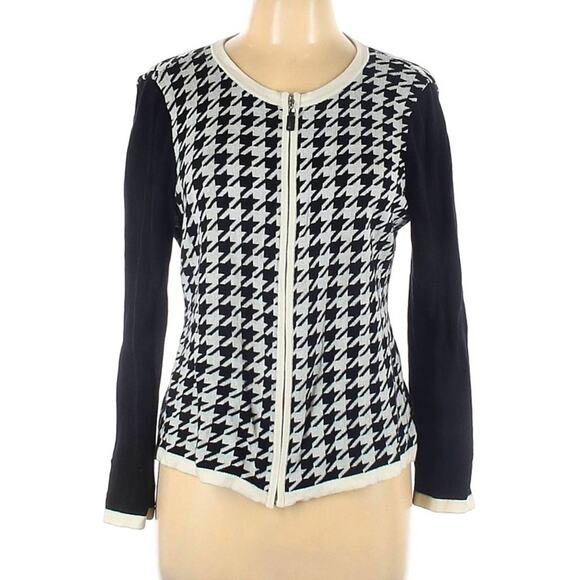 Talbots Women's Petite Large Houndstooth Zip Cardigan Sweater Petites Large - Picture 5 of 6